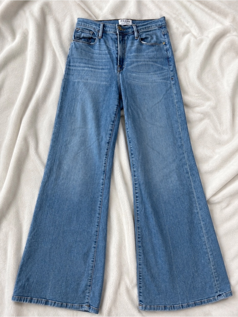 Frame Le Palazzo Bellrock Wide Leg Flare Jeans Light Wash Size 28